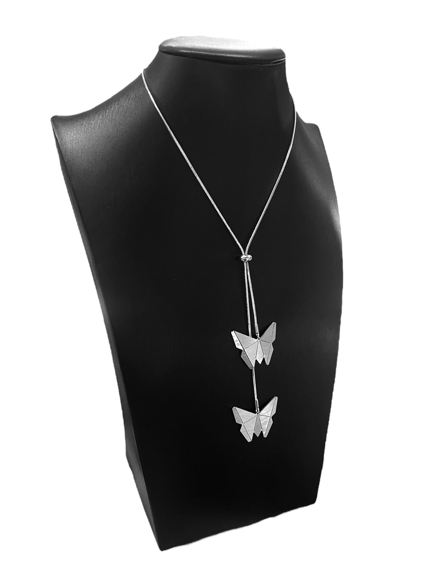 Double Adjustable Steel Pendant Origami Butterflies