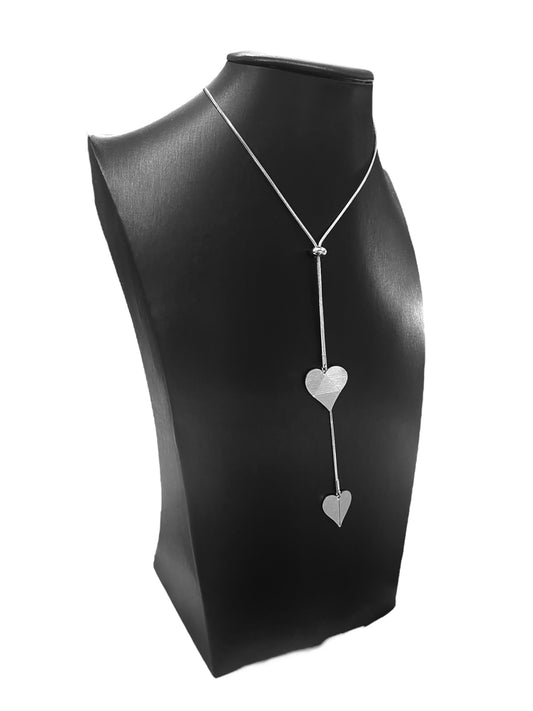 Double Adjustable Steel Pendant Origami Hearts