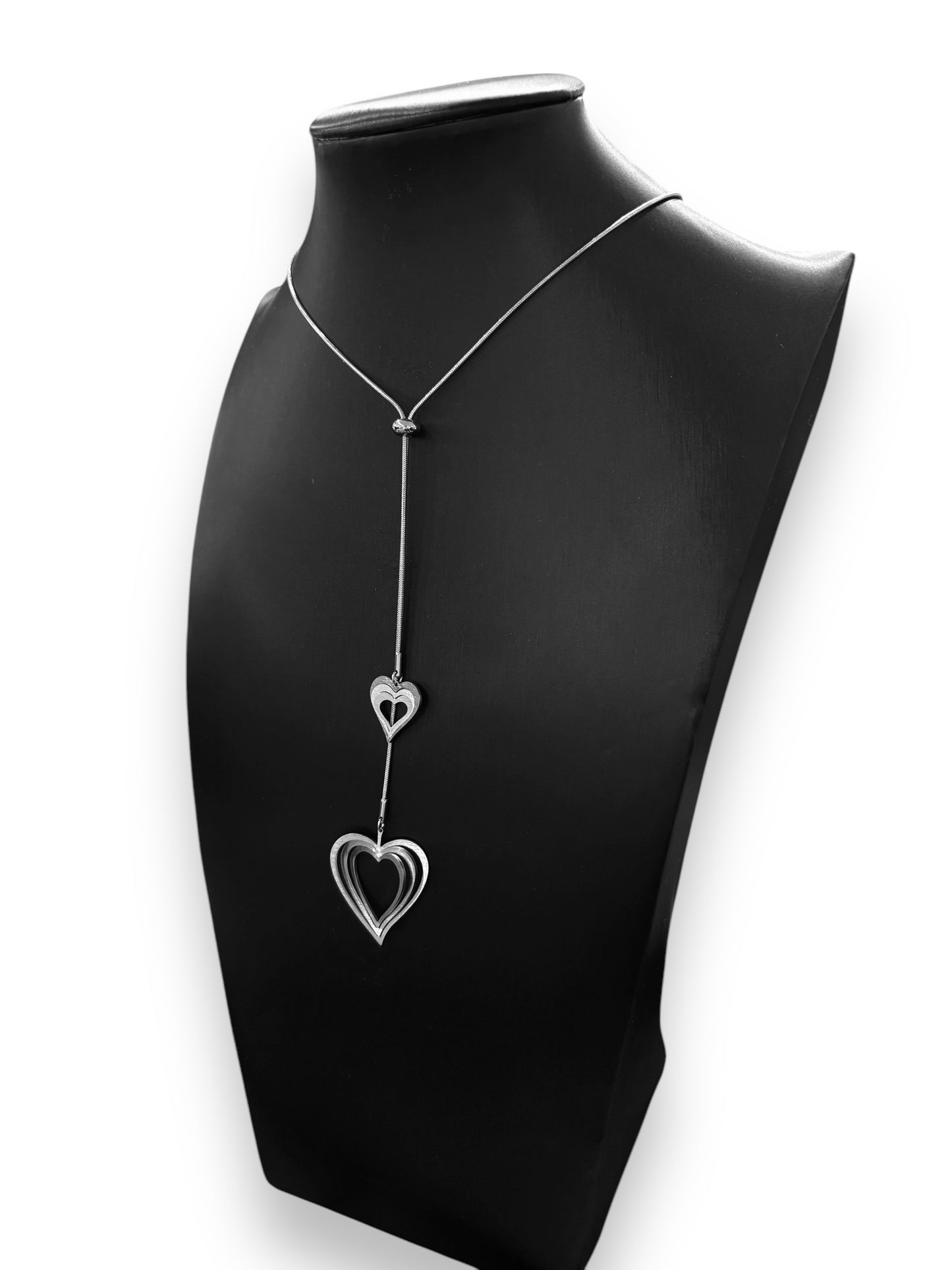 Double Adjustable Steel Pendant Illusion Hearts