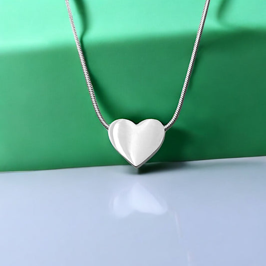 Κολιέ Ατσάλινη Αλυσίδα φίδι με καρδουλα μεγαλη