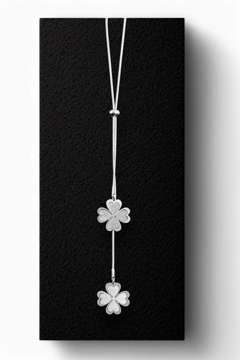 Double Adjustable Steel Lucky Clover Pendant