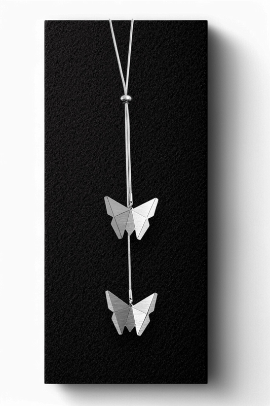 Double Adjustable Steel Pendant Origami Butterflies