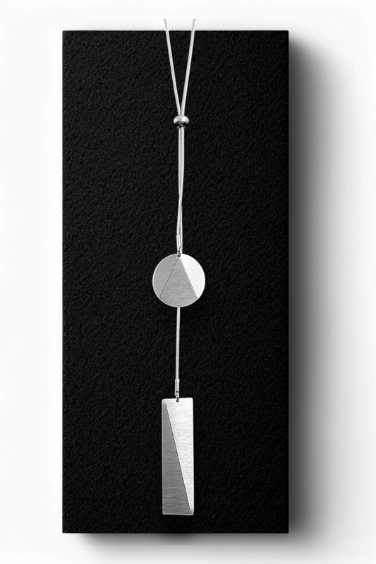 Double Adjustable Steel Pendant Origami Rectangle & Circle