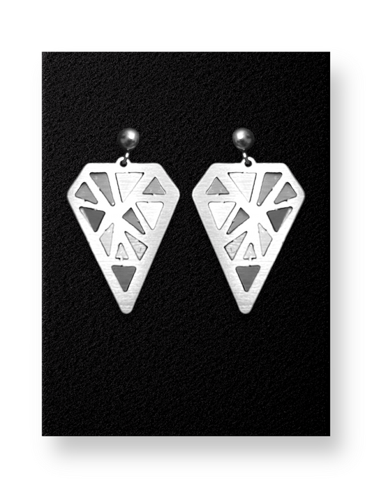 Diamond Mosaic Stainless Steel Earrings by Ivaya
