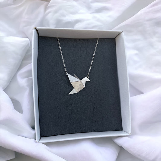 Κολιέ με αλυσίδα Origami Bird
