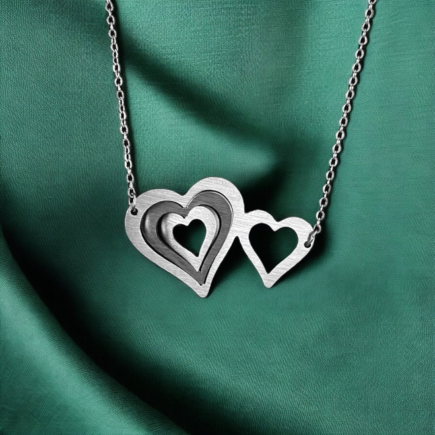 Illusion Linked Hearts Chain Necklace