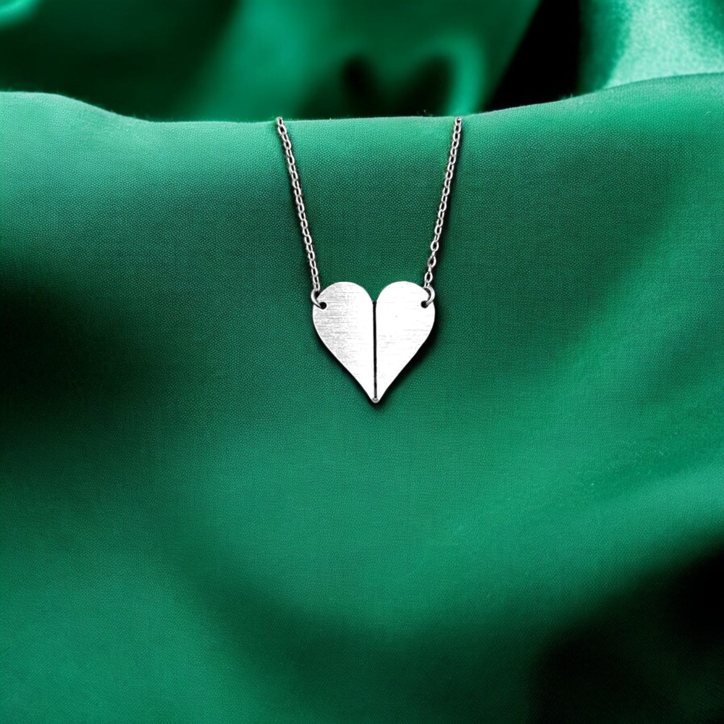 Origami Split Heart Chain Necklace