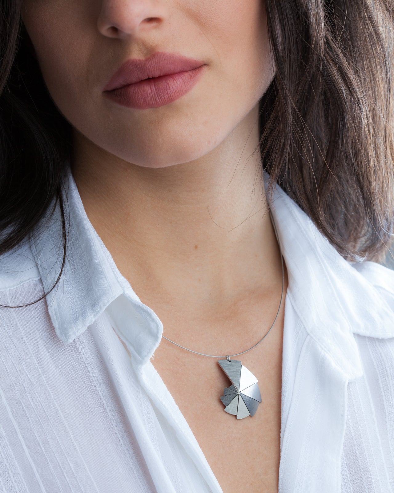 Origami Fibonacci steel wire necklace