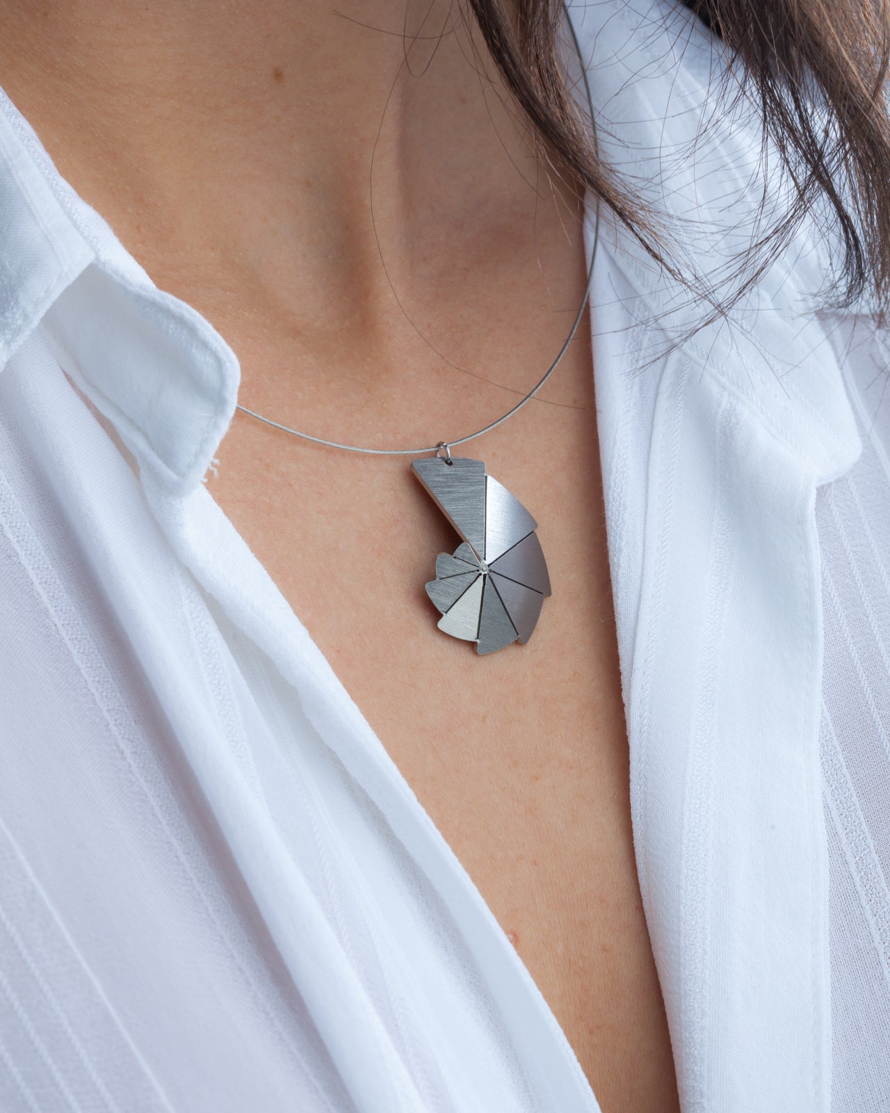 Origami Fibonacci steel wire necklace