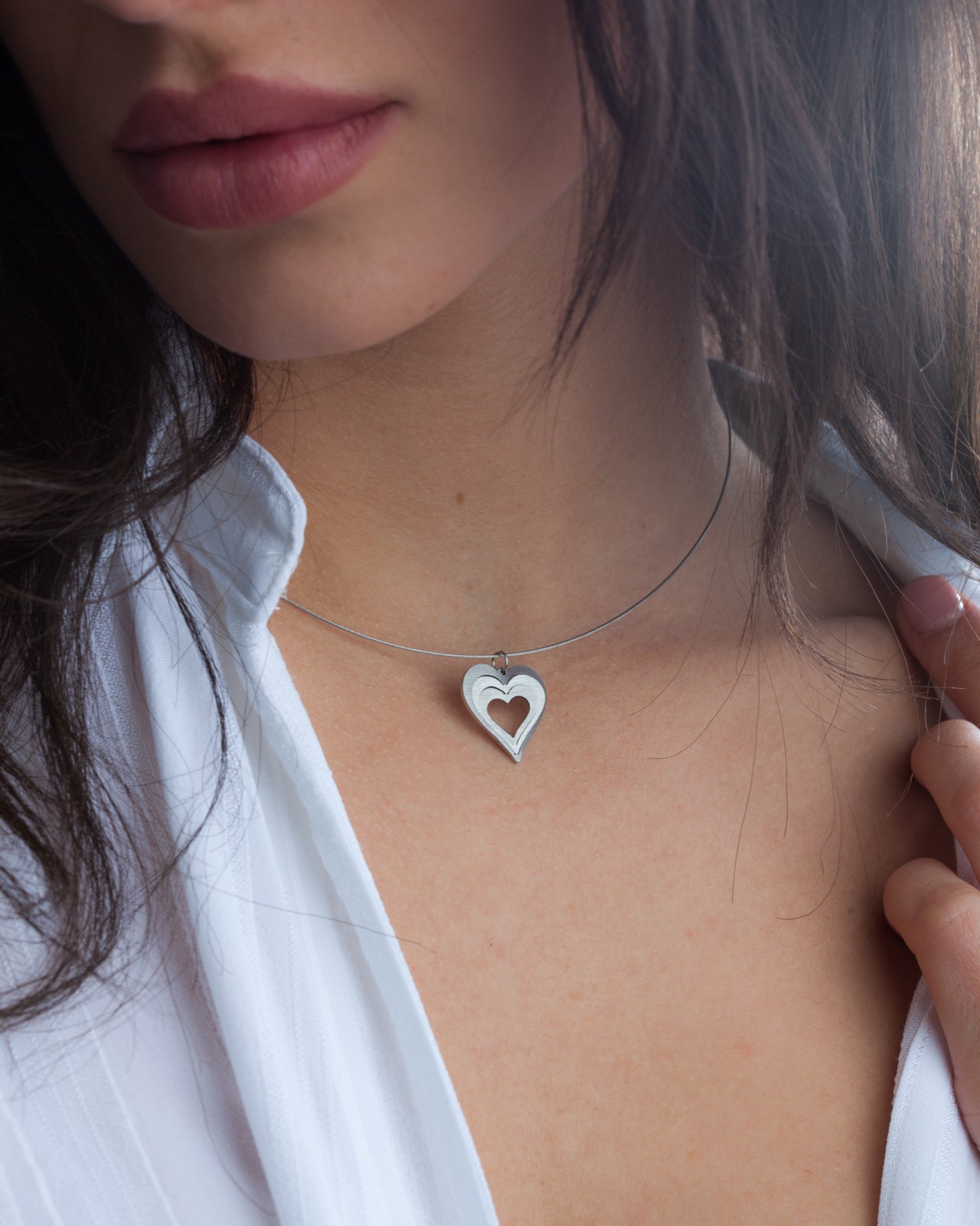 Illusion Love Heart Steel Wire Necklace