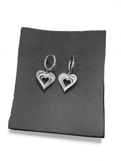 Σκουλαρίκια Illusion Love Hearts mini με κρικάκια