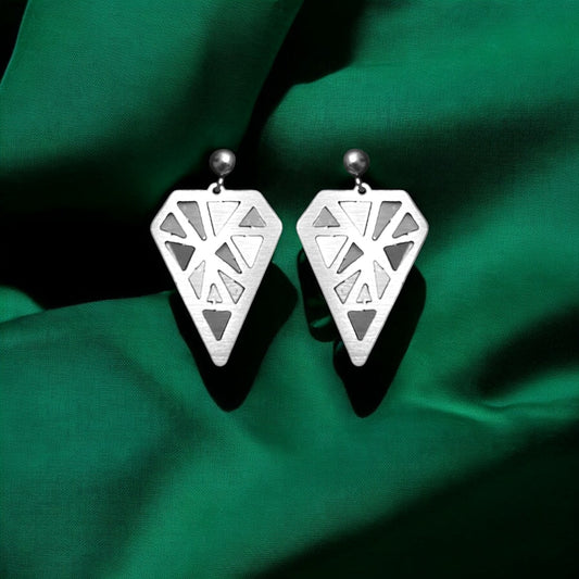 Diamond Mosaic Stainless Steel Earrings by  Ivaya 2