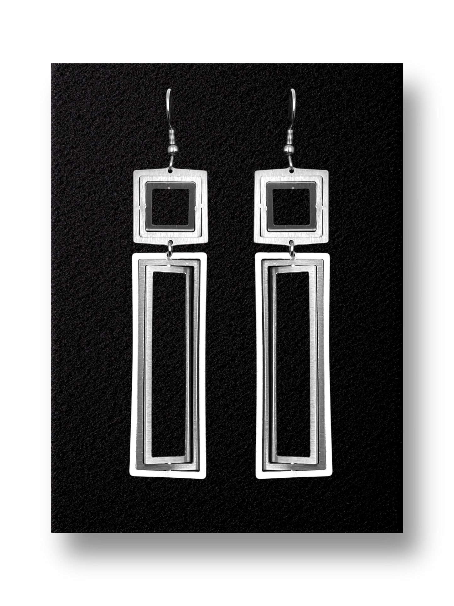 Elegant Double Rectangles Earrings