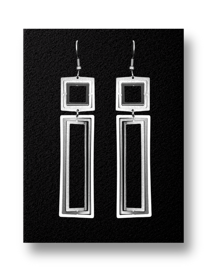 Elegant Double Rectangles Earrings