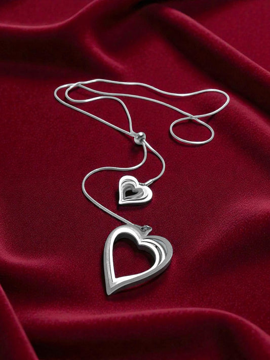 Double Adjustable Steel Pendant Illusion Hearts