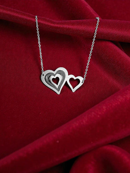 Illusion Linked Hearts Chain Necklace