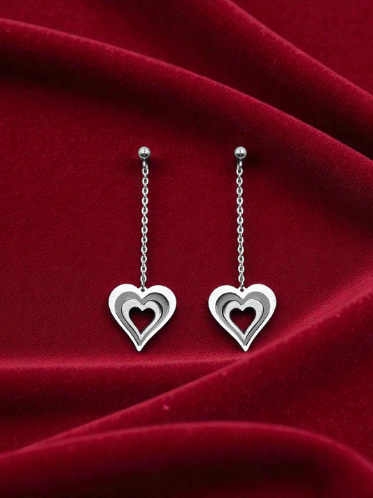 Illusion Falling Love Hearts Earrings
