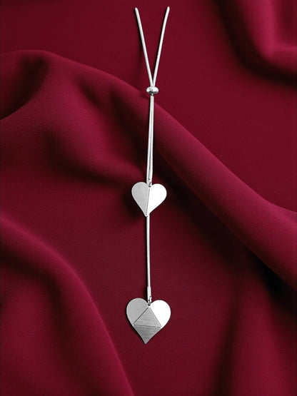 Double Adjustable Steel Pendant Origami Hearts